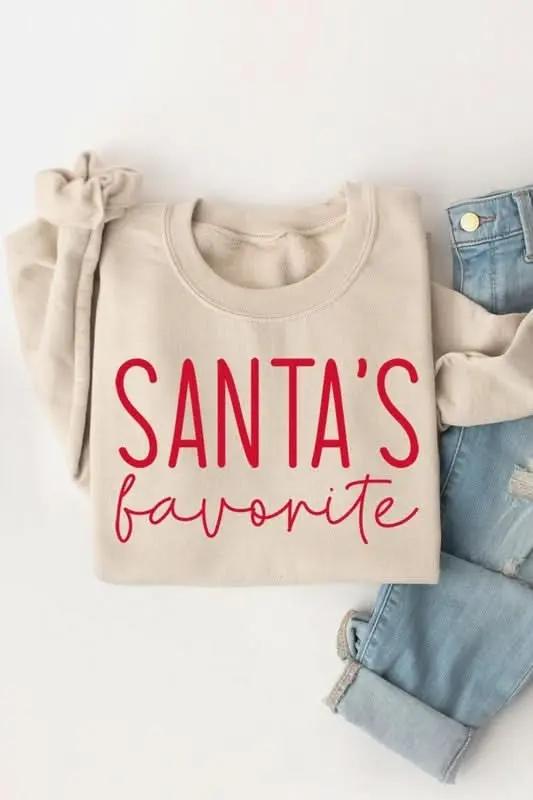 Santa's Favorite Graphic Fleece Sweatshirts - Love Salve